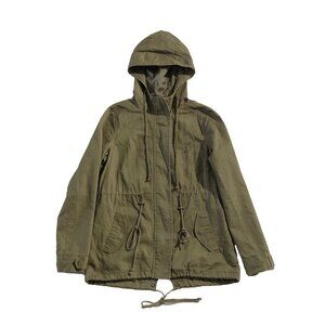 Instar Mode Jacket Womens Size M Green Military Zip Up Hooded Long Sleeve